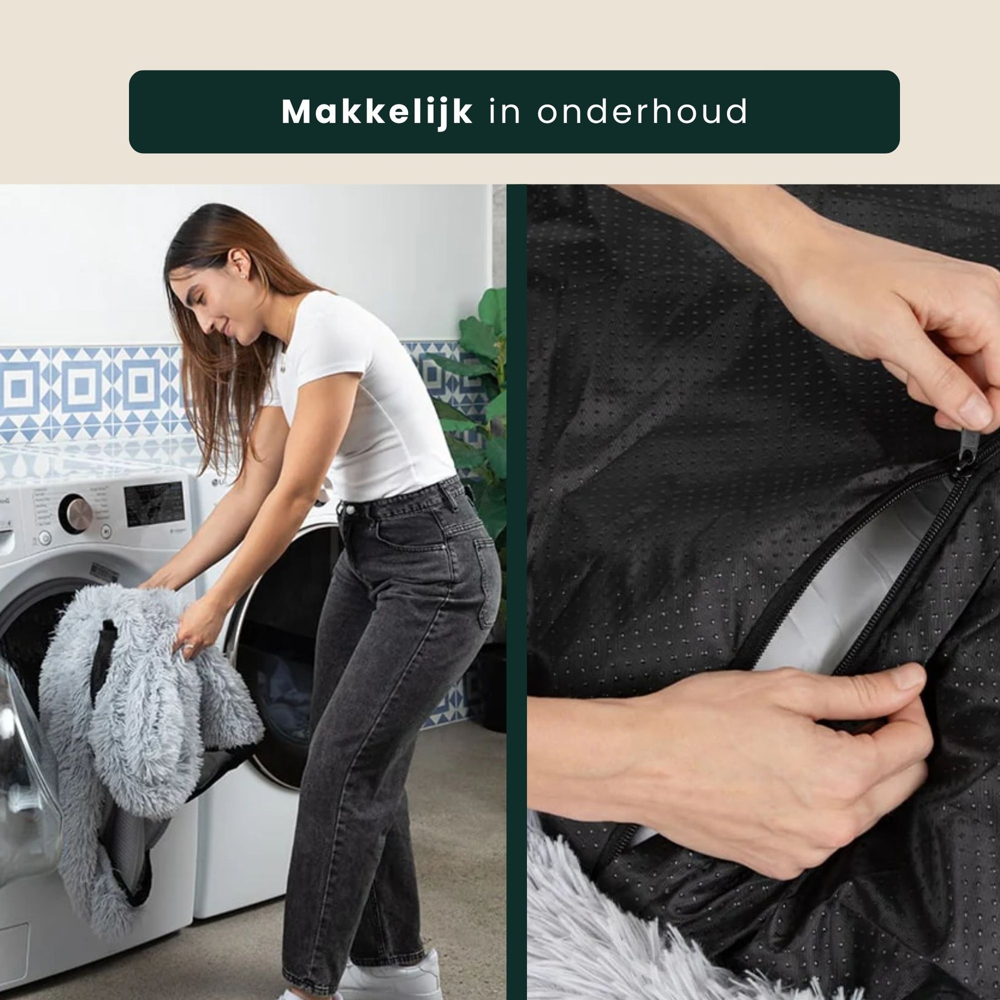 Afneembare en wasbare hoes van PawNest orthopedische hondenmand