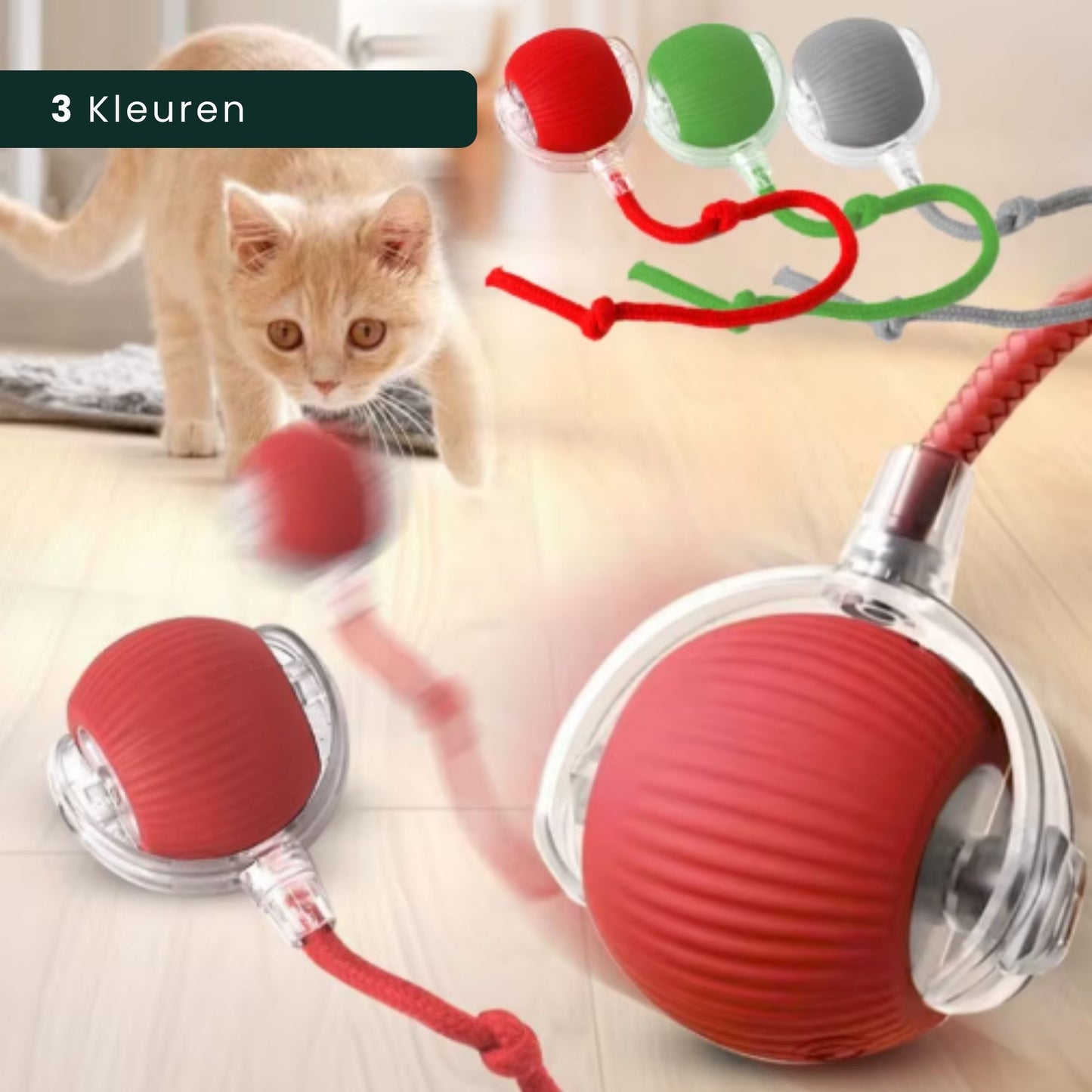 3 verschillende kleuren interactief speeltje voor honden en katten PawPlay