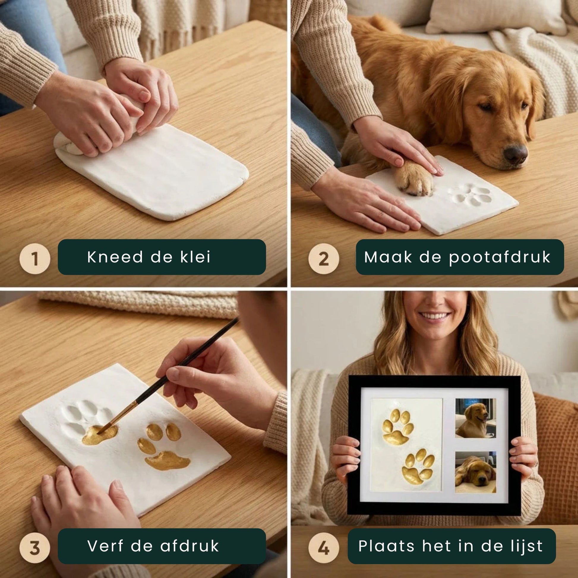 3D pootafdruk hond maken met PawPrint klei set