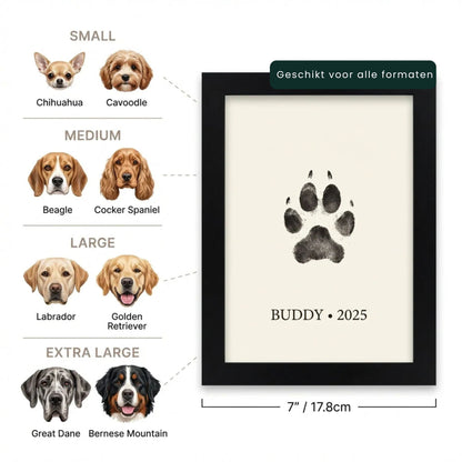 Inktafdruk hond poot maken met PawPrint set