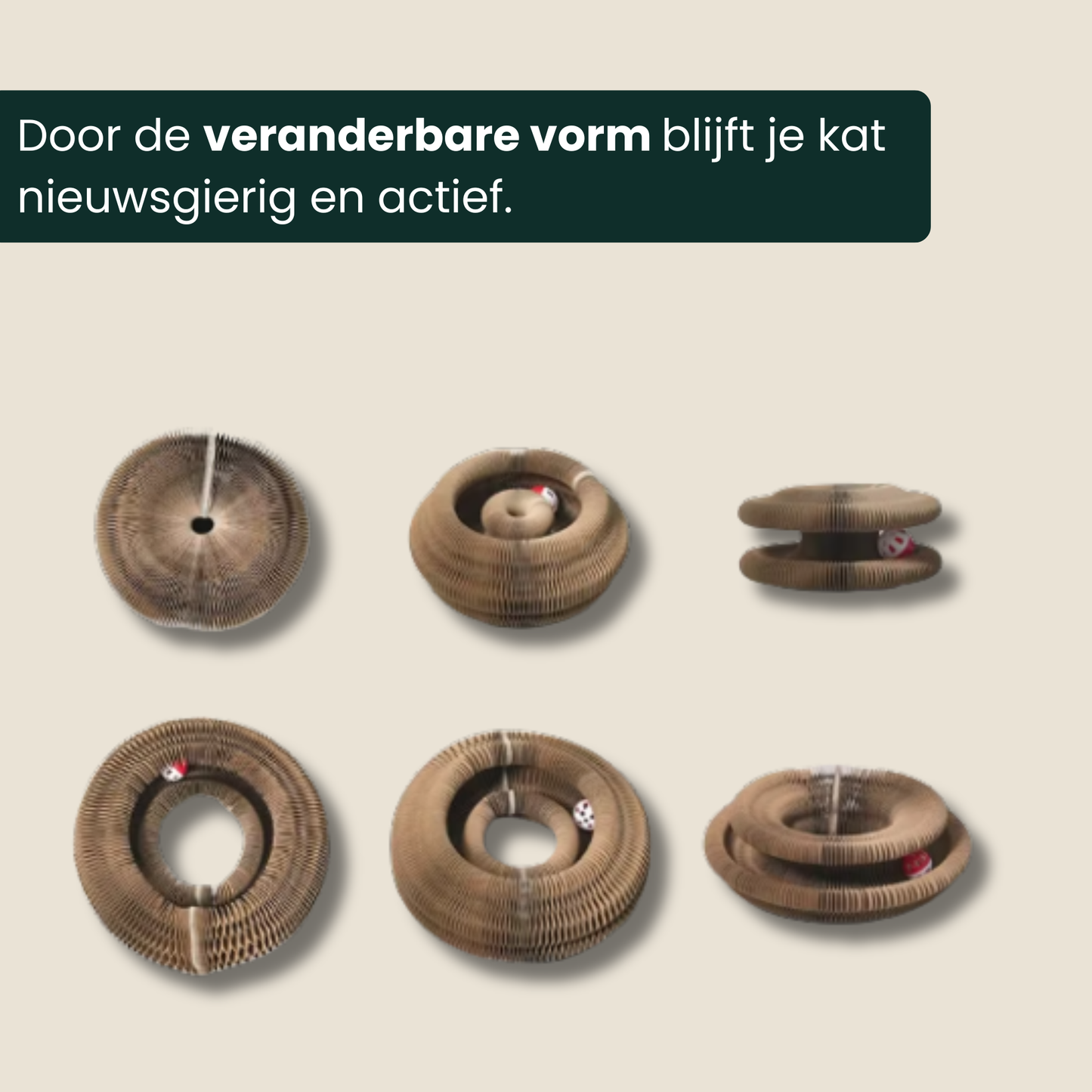 Kat speelt met kartonnen krabmeubel