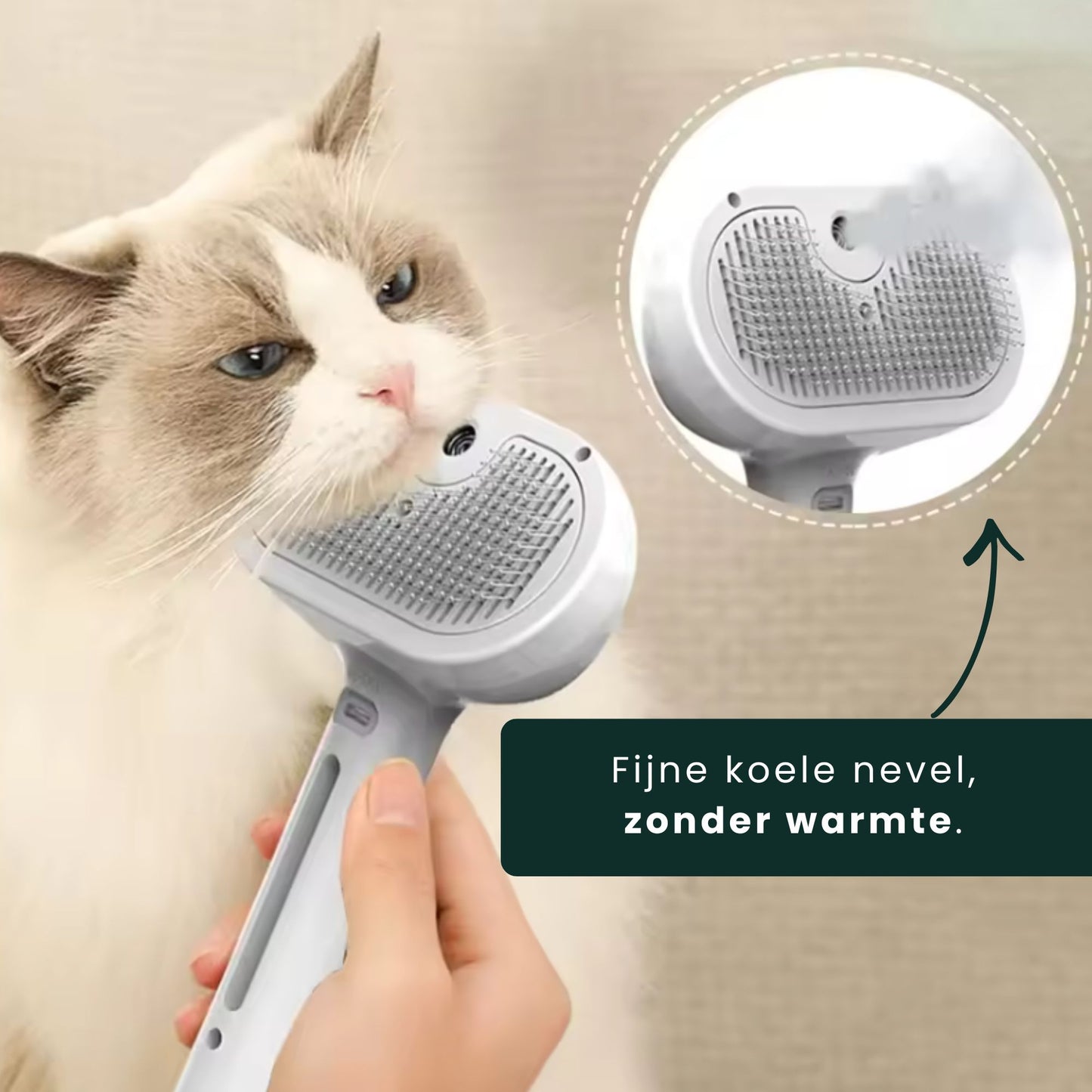 SteamBrush Pro stoom vachtborstel voor honden en katten fijne koele nevel zonder warmte